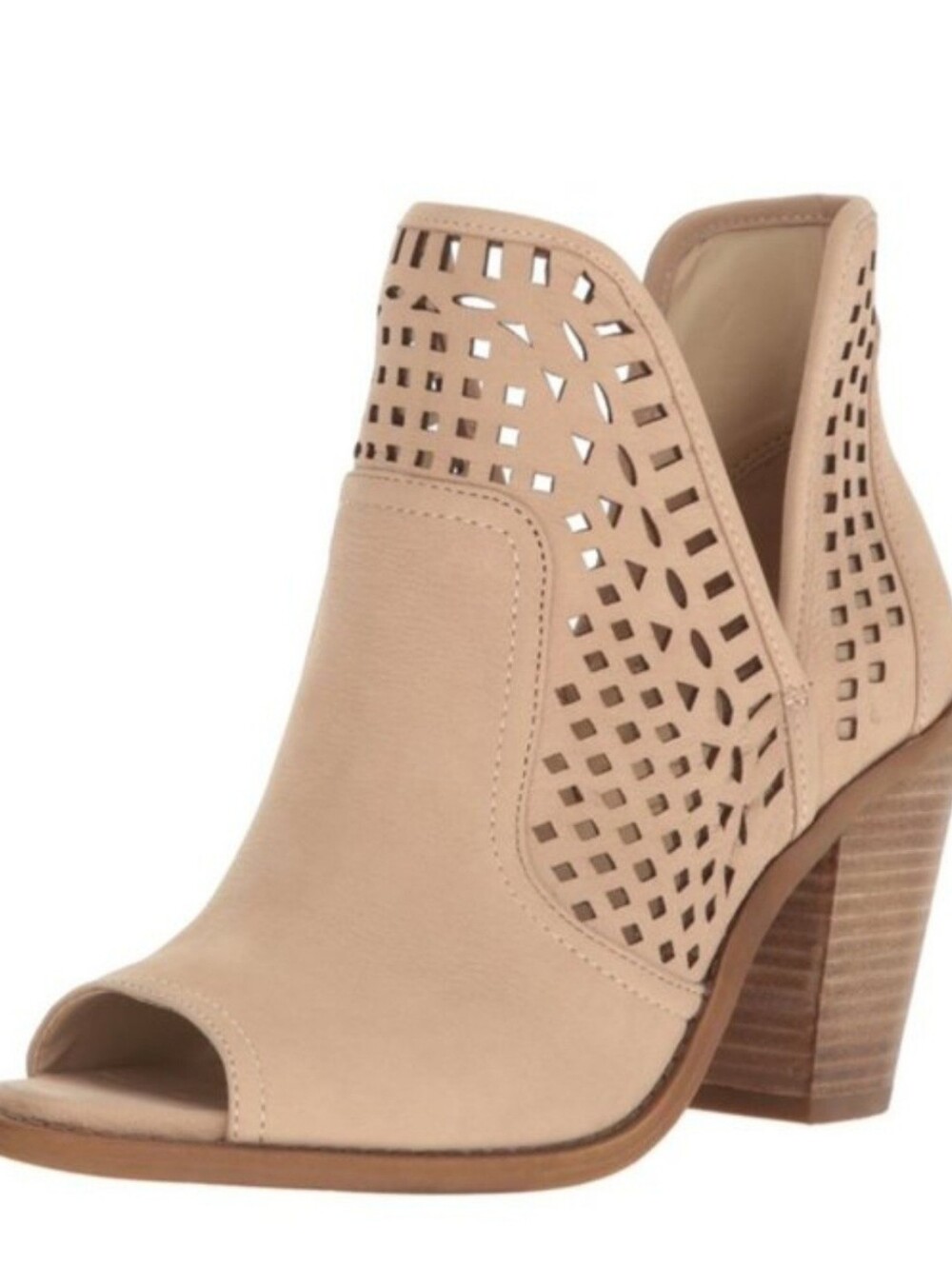 Jessica Simpson Peep-Toe Cutout Block Heel Bootie - Nude